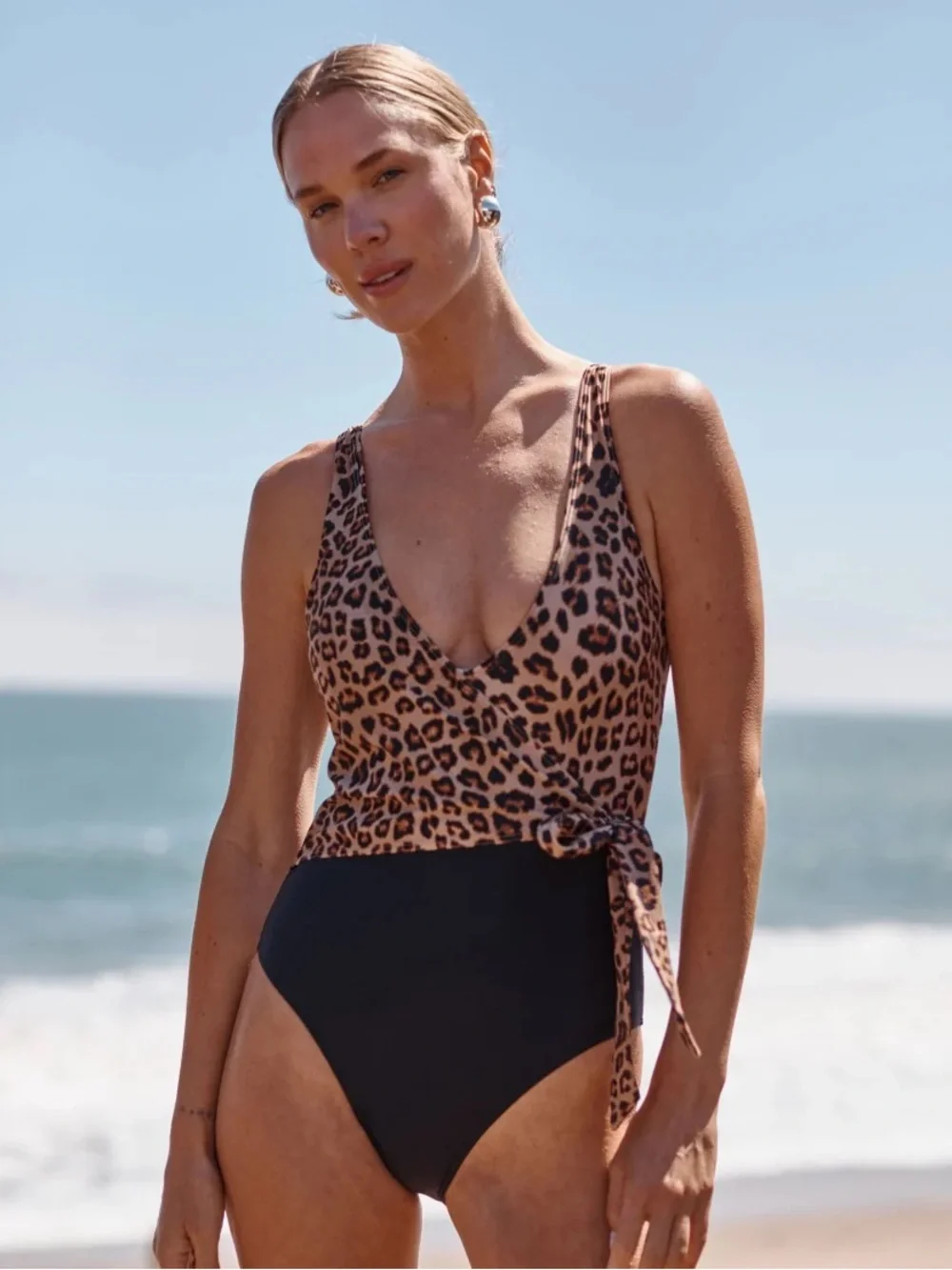 Summersalt The Perfect Wrap Leopard One-Piece Swimsuit NWT